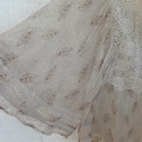 Anthropologie by Meadow Rue Embroidered Ivory Silk Peasant Blouse size Small - Picture 5 of 7